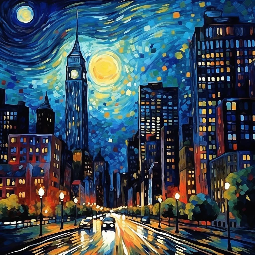 The source blue and gold New York artwork